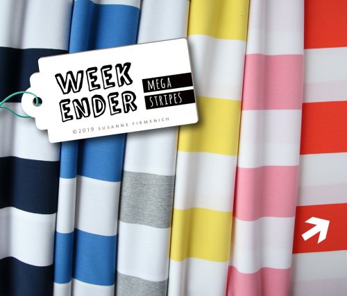 RESTSTÜCK 1,20m !!! - Bio Jersey - Mega Stripes - luce rosso/weiß - Weekender - Hamburger Liebe - Albstoffe